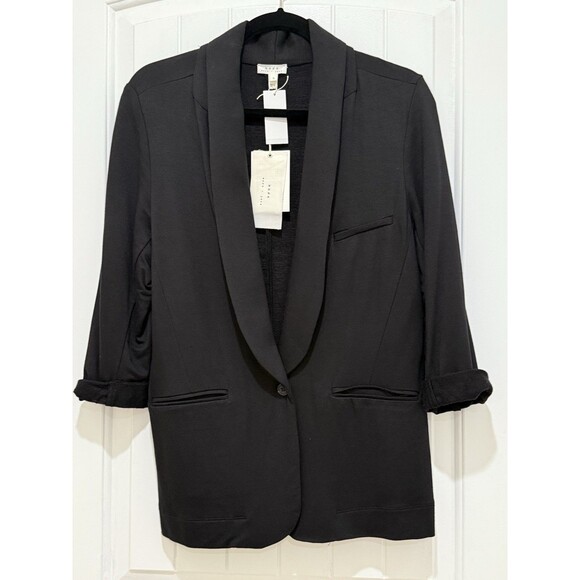 NWT Soft Joie Neville Blazer Black Knit Open Front Jacket Women’s S L - Picture 1 of 9